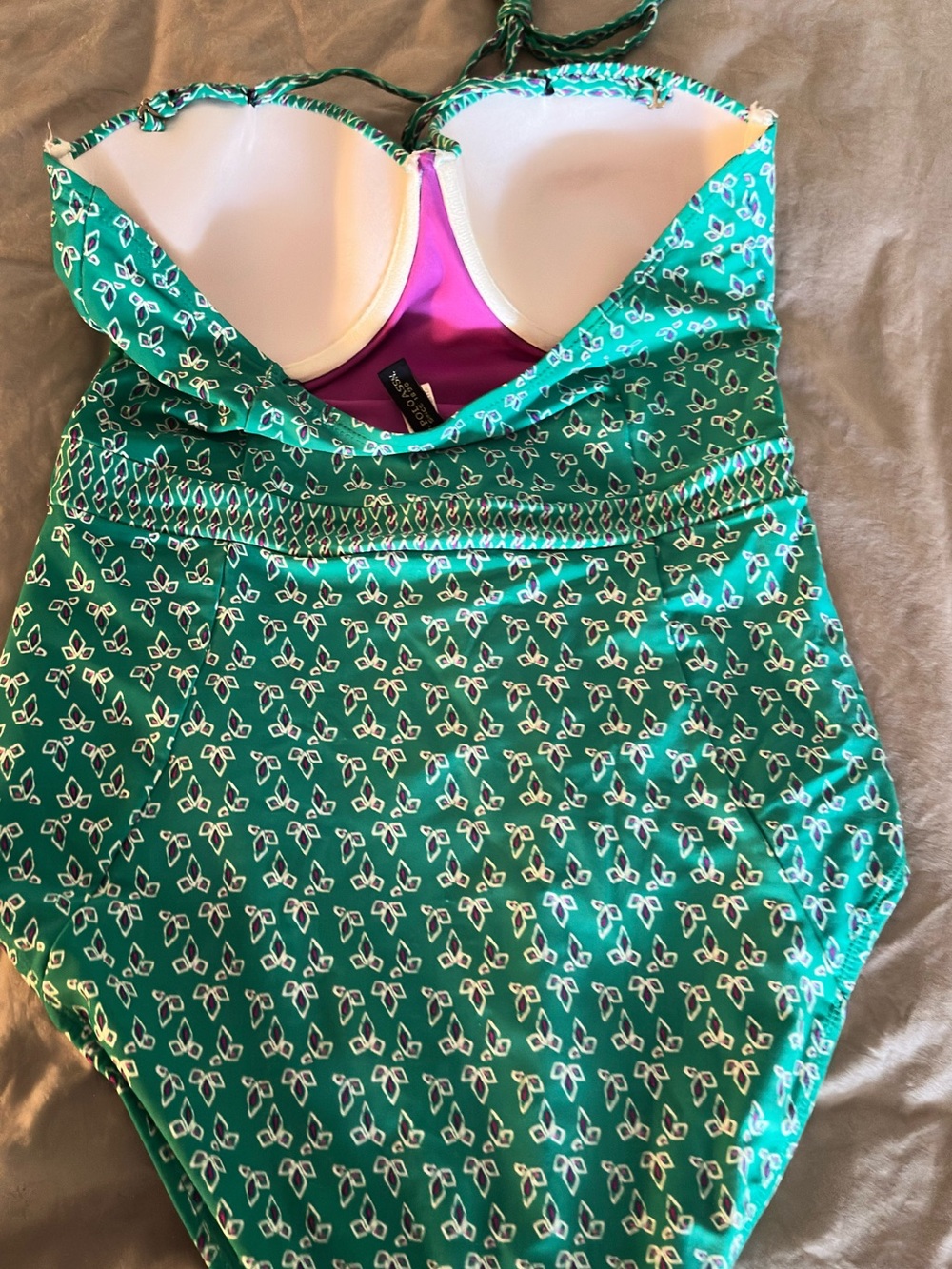 U.S. Polo Assn. Teal Printed One-Piece Swimsuit with Pink Lining